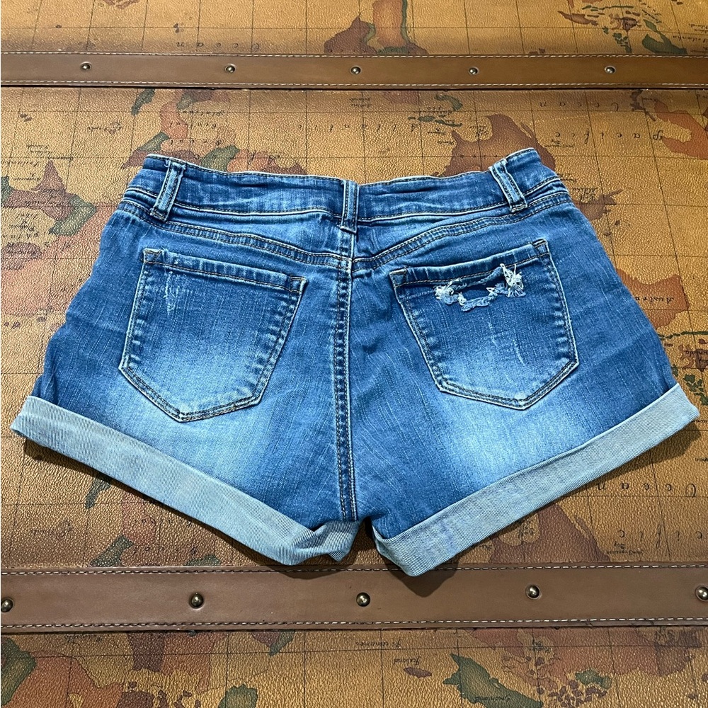 Wax Jean Womens Small Dark Wash Distressed Jean Denim Summer Casual Shorts - Picture 7 of 13